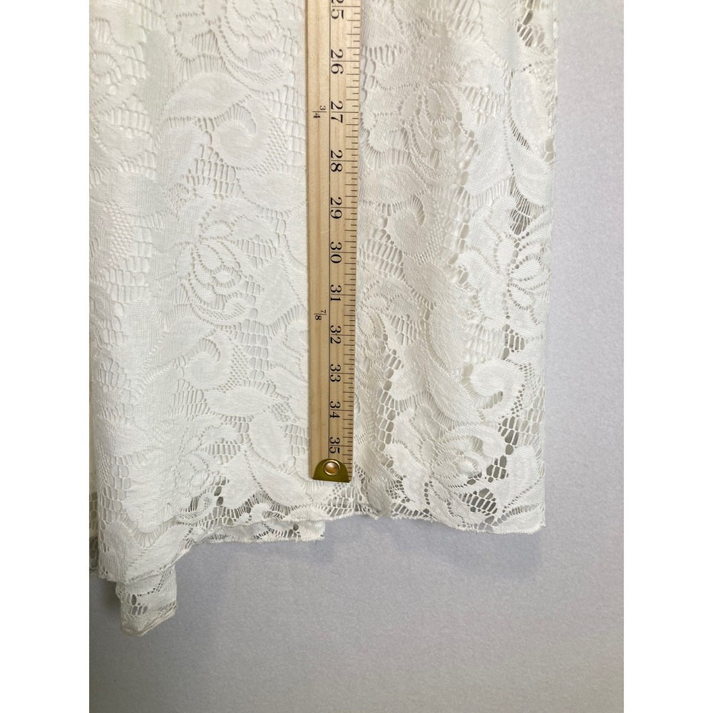 Boho Romantic LuLaRoe Women Medium White Floral Lace Maxi Skirt Gold Waistband - Picture 6 of 11
